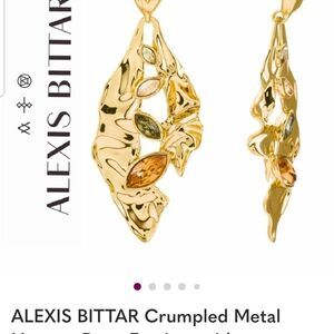 Alexis BITTAR CRUMPLED Gold Tone Earrings With Dazzling Stones!!!NWOT!!!